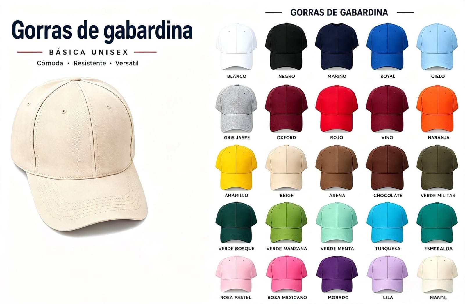 Gorra de Gabardina Básica Unisex