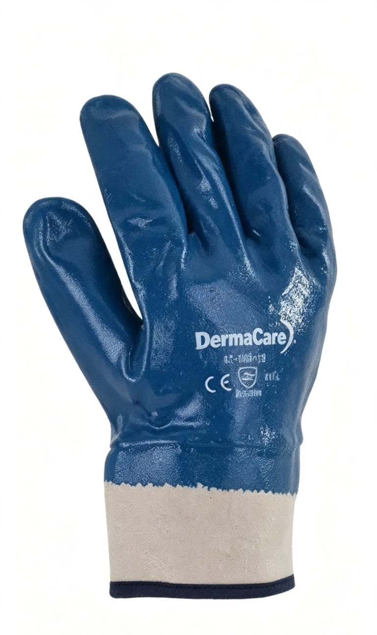 Guante de Nitrilo Azul con Puño DermaCare