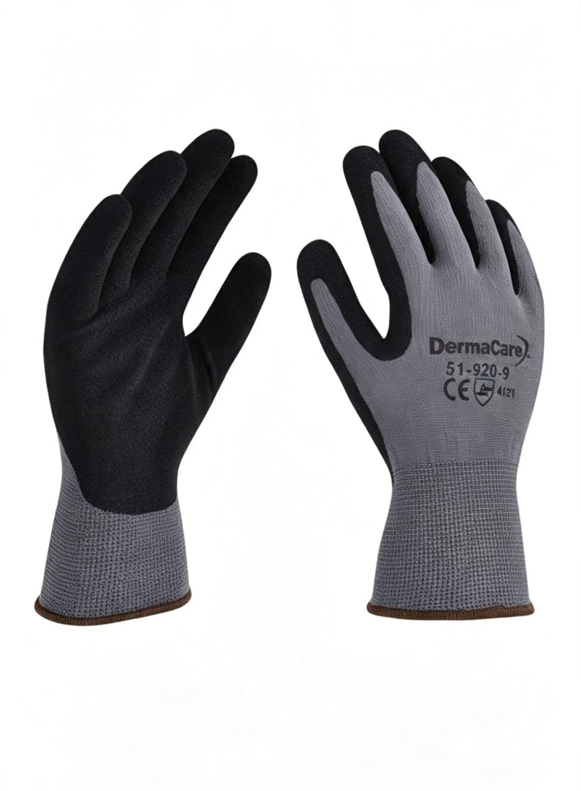 Guante de Nylon Gris con Palma Negra DermaCare